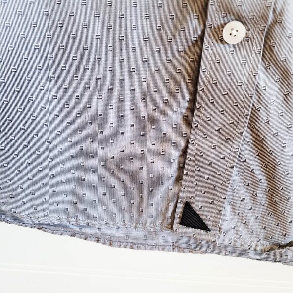 Untuckit Shirt Mens 2XL Gray Geometric Pattern Button Up Cotton Long Sleeve - Picture 4 of 10